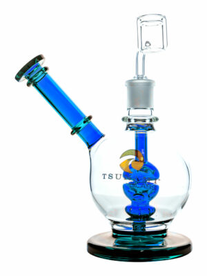 Tsunami Concentrate Rig Shower Head Side Neck Dome 8" - Blue