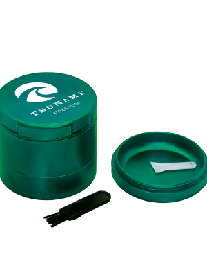 Tsunami Dry Herb Grinder, Micro Rounded Teeth - Green